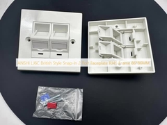 แผ่นปิดหน้ากาก 2 ช่อง RJ45 แบบ Snap-In สไตล์อังกฤษ ANSHI LJ6C กรอบ 86*86 มม.