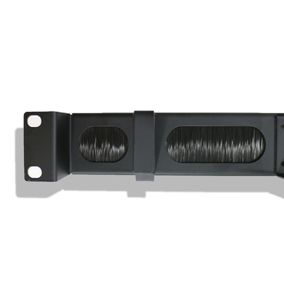 Black All-metal Brush Panel 1U Cable Management XL-4020-3L-E 19 Inch 4Rings For Organizing Cables