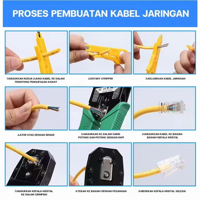 Network Repair Tool Kit RJ45 Crimp Pliers Cable Lan Tester Cutter Stripper testing tools