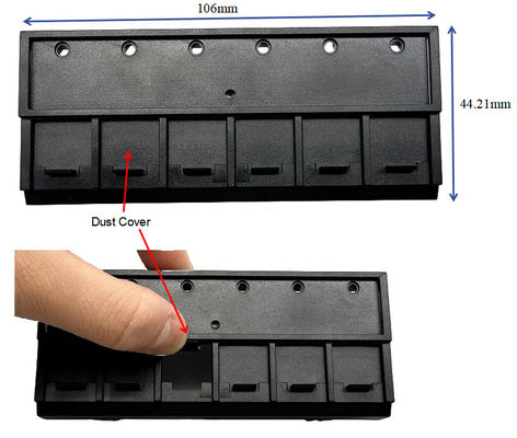 CAT5e/CAT6/CAT6A Patch Panel Front Panel Adapter 6 Slots for RJ45 Keystone UTP Black