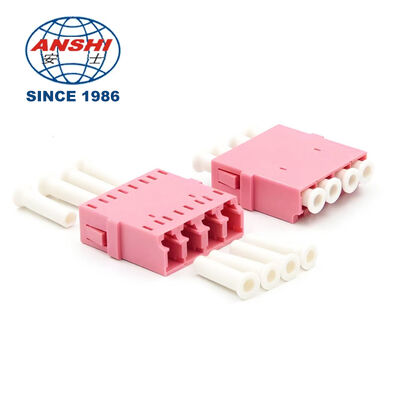 Factory Supply 4 Cores LC UPC/APC Quads Fiber Optic Adapter Singlemode SM OM3 OM4 Coupler with Flange 0.2 IL