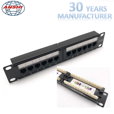 1U 10 '' นิ้ว 12 พอร์ต CAT6 แผง UTP Rack Mount Patch 110 IDC Type