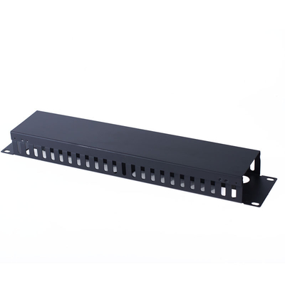 การจัดการเคเบิลโลหะแผ่นเหล็กม้วนเย็นหนา NSHI 19 นิ้ว 2U 24 Port
