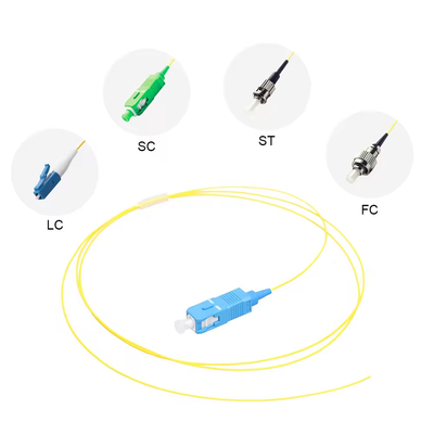 0.9mm 1/1.5 เมตร FTTH Sc-upcylow สีเหลือง SC/APC Sinle Core Sm G.652d Core Sc ไฟเบอร์ แพทช์ Pigtail