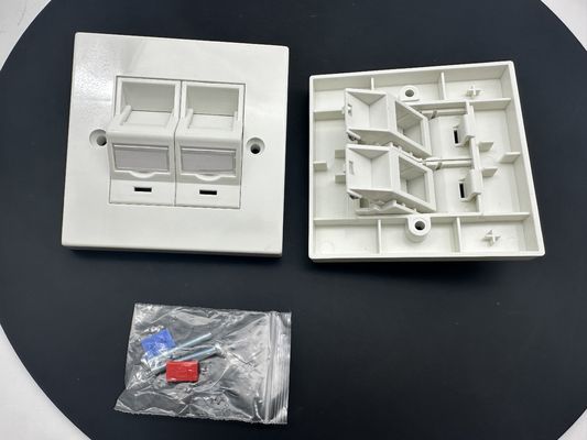 แผ่นปิดหน้ากาก 2 ช่อง RJ45 แบบ Snap-In สไตล์อังกฤษ ANSHI LJ6C กรอบ 86*86 มม.