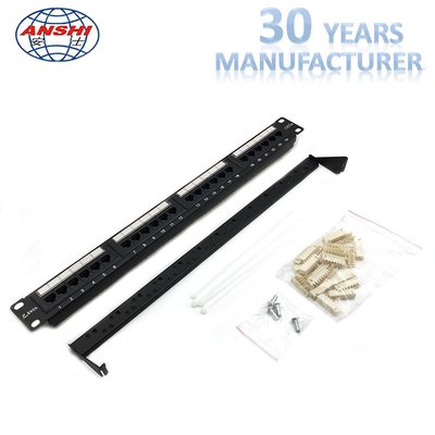 Black Cat5e แผง UTP, 110 IDC ชนิด Rj45 แจ็คแผง Rack Mountable