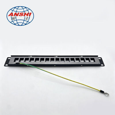CAT6 CAT5E 19 Inch 16 Port Shielded Patch Panel STP FTP RJ45 Rack Mount Network Distribution Panel