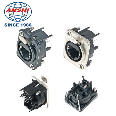 D-Type Panel Mount Audio XLR Socket RJ45 Ethernet Network Interface Combined Connector สําหรับแผ่นอุปกรณ์