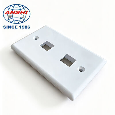 แผ่นหน้าติดผนังมาตรฐานอเมริกา ANSHI 120 แบบ 2 พอร์ต RJ45 RJ11 ผลิตภัณฑ์โทรคมนาคมแบบสองพอร์ต