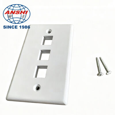 แผ่นหน้าผนัง ANSHI 120 มาตรฐาน US, 3 พอร์ต RJ45 RJ11
