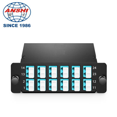 24F OM4 MPO/MTP Cassette Type A 2 MPO-12 ถึง 12*LC Duplex FHD LGX Low Loss FS Panduit Compatible 40G/100G Data Center
