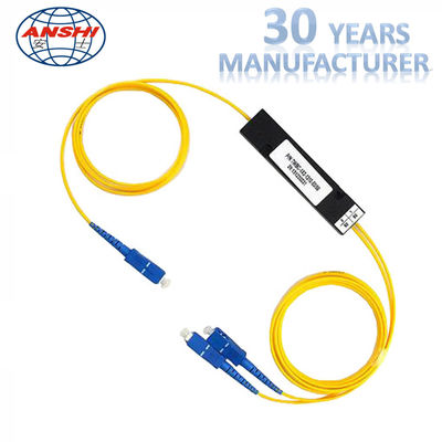 1:2  1:4 SC/UPC SC/APC กล่องกระจายไฟเบอร์ออปติก FTTH ความน่าเชื่อถือสูง PLC Splitter สำหรับเครือข่ายใยแก้วนำแสงแบบพาสซีฟ