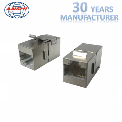 ANSHI RJ45 Cat6A STP FTP 8P8C แจ็คตัวเมียแบบอินไลน์ Coupler Keystone Jack